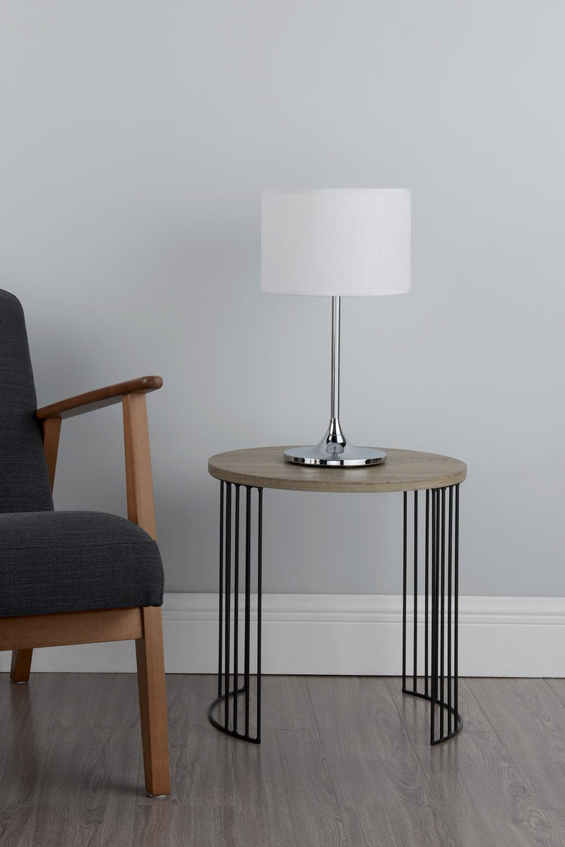 Dar Lighting Delta Table Lamp Polished Chrome With Shade • DEL4250