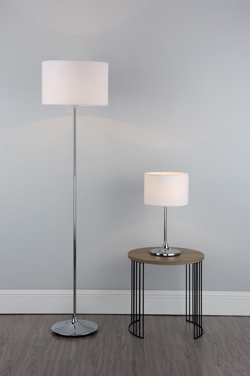 Dar Lighting Delta Table Lamp Polished Chrome With Shade • DEL4250