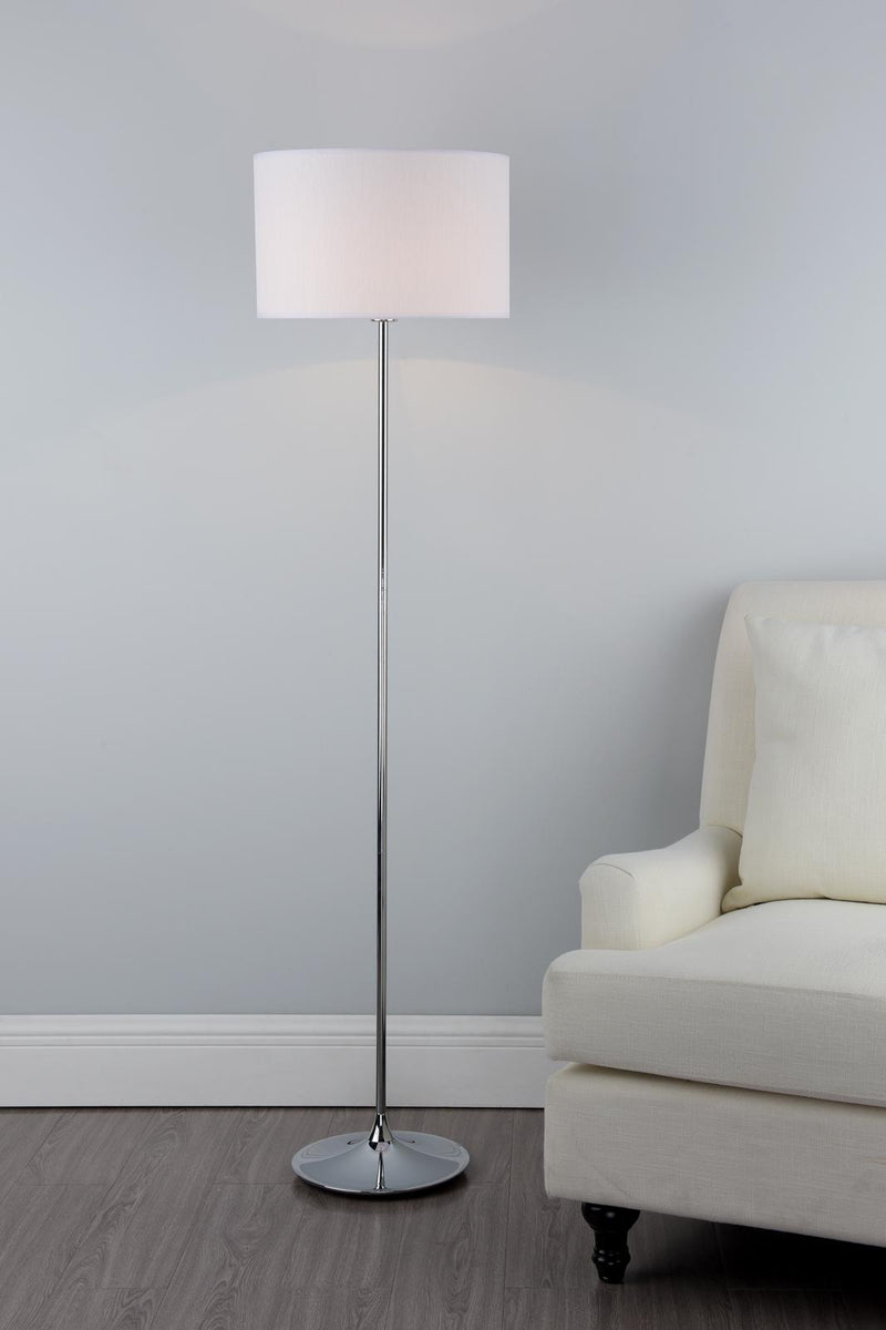 Dar Lighting Delta Floor Lamp Polished Chrome With Shade • DEL4950