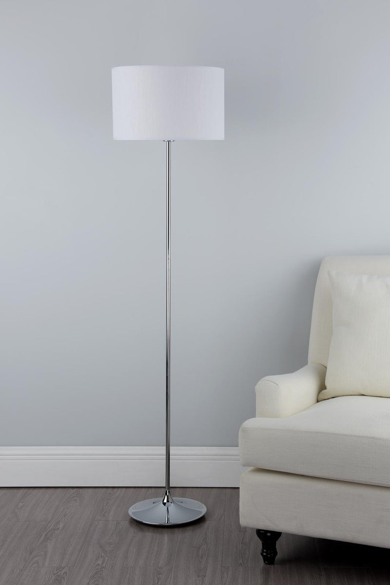 Dar Lighting Delta Floor Lamp Polished Chrome With Shade • DEL4950