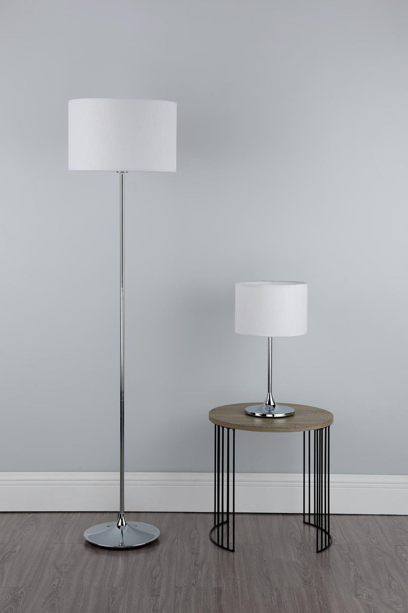 Dar Lighting Delta Floor Lamp Polished Chrome With Shade • DEL4950