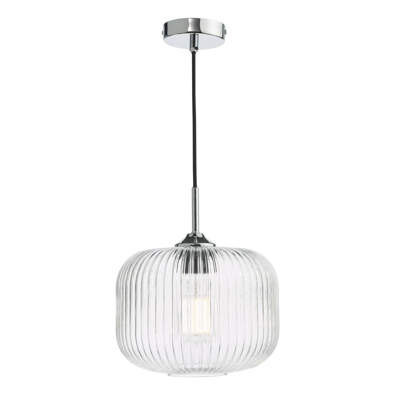 Dar Lighting Demarius Pendant Polished Chrome and Clear Glass • DEM0108