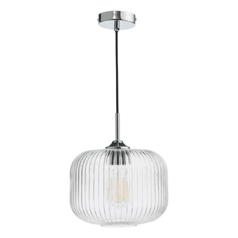Dar Lighting Demarius Pendant Polished Chrome and Clear Glass • DEM0108