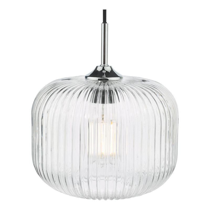 Dar Lighting Demarius Pendant Polished Chrome and Clear Glass • DEM0108