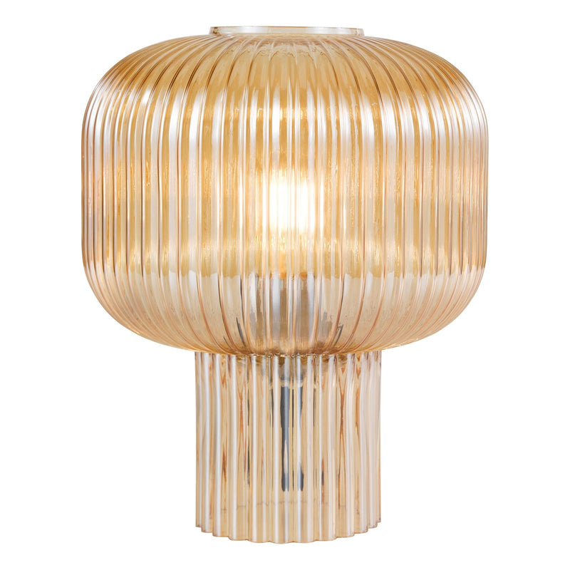 Dar Lighting Demarius Table Lamp Amber Ribbed Glass • DEM4206