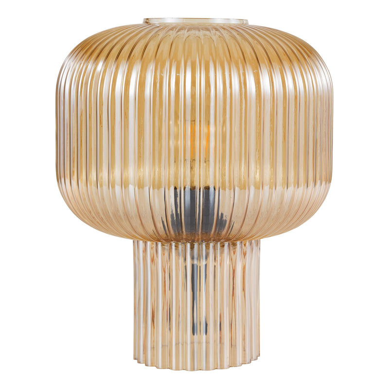 Dar Lighting Demarius Table Lamp Amber Ribbed Glass • DEM4206