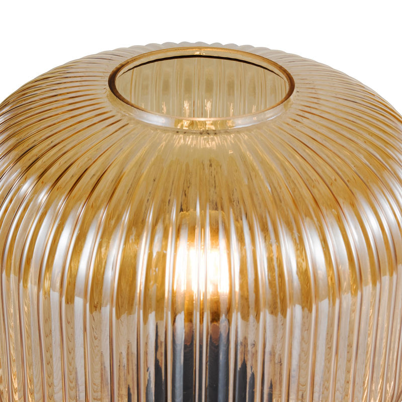Dar Lighting Demarius Table Lamp Amber Ribbed Glass • DEM4206