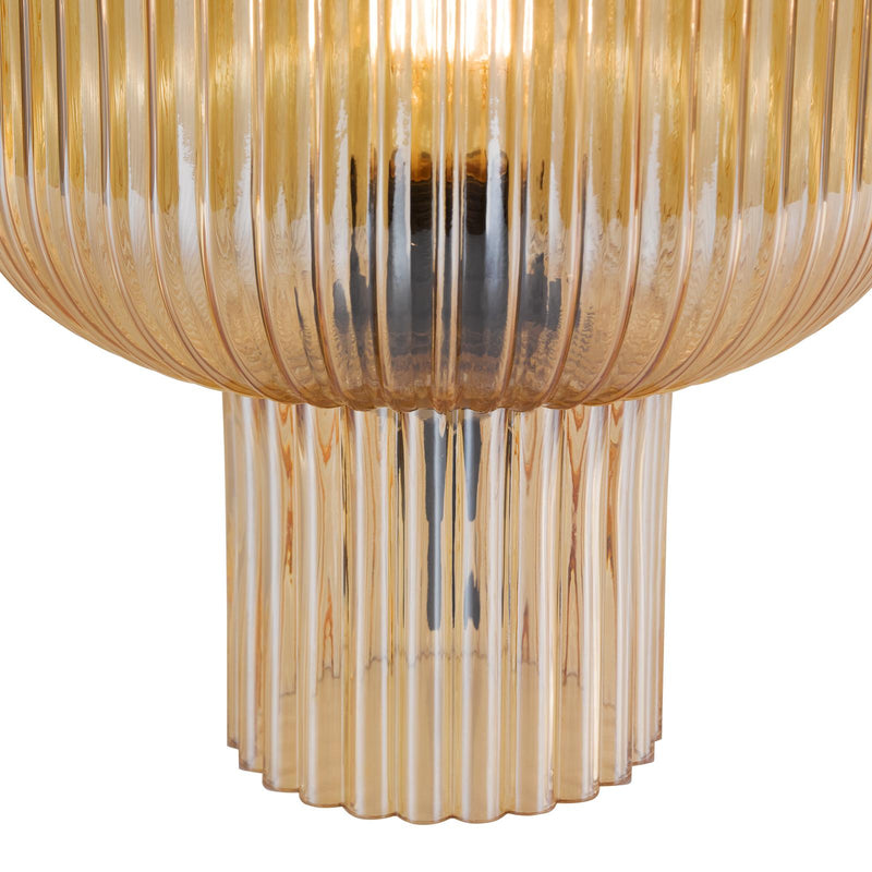 Dar Lighting Demarius Table Lamp Amber Ribbed Glass • DEM4206