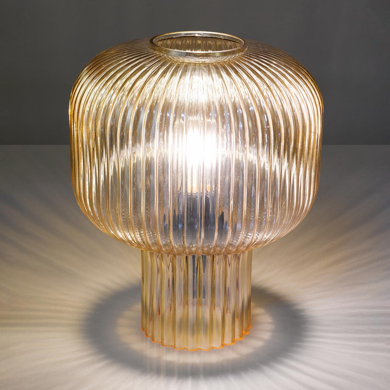 Dar Lighting Demarius Table Lamp Amber Ribbed Glass • DEM4206