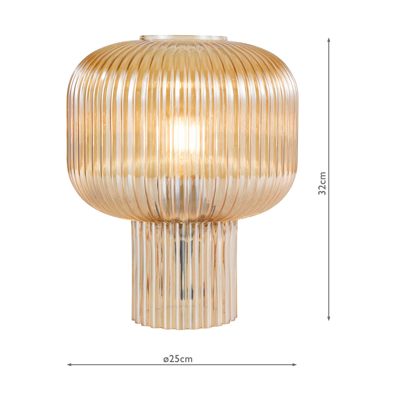 Dar Lighting Demarius Table Lamp Amber Ribbed Glass • DEM4206