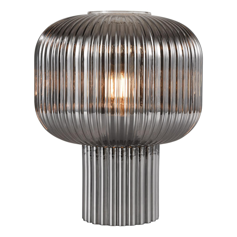 Dar Lighting Demarius Table Lamp Smoked Ribbed Glass • DEM4210