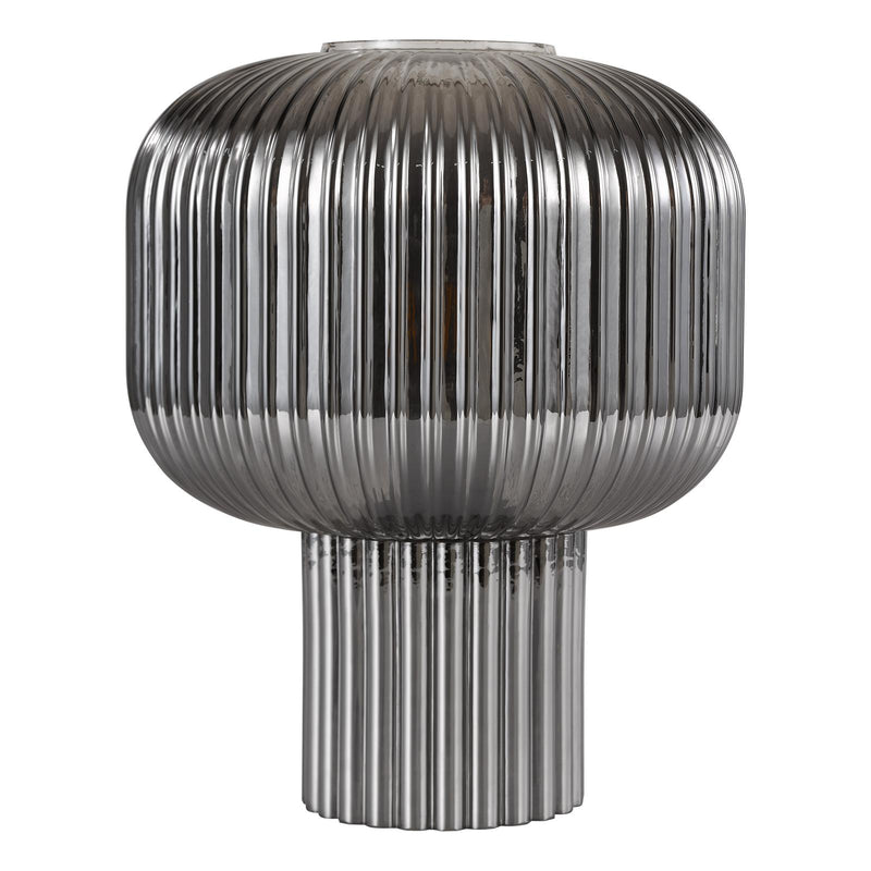 Dar Lighting Demarius Table Lamp Smoked Ribbed Glass • DEM4210