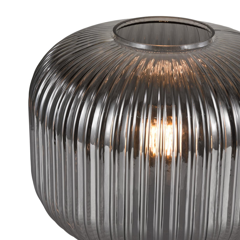 Dar Lighting Demarius Table Lamp Smoked Ribbed Glass • DEM4210