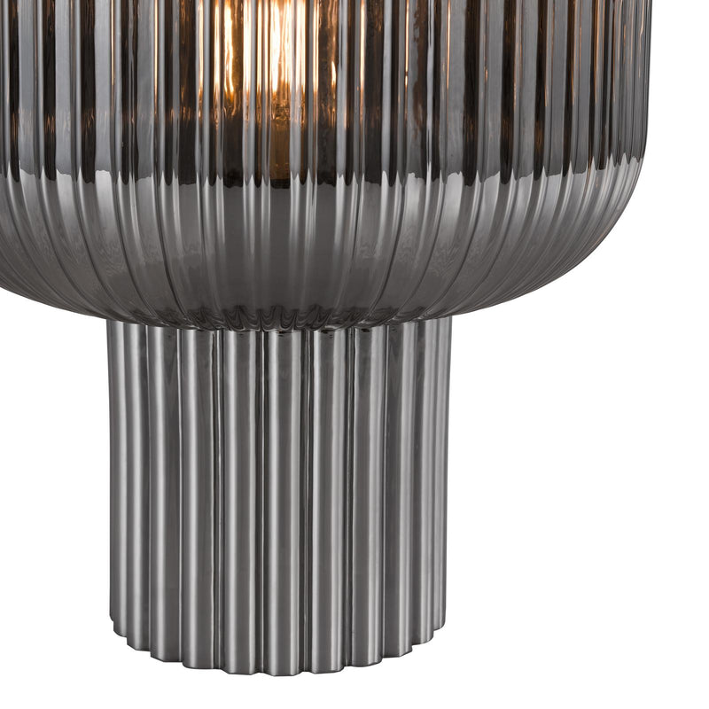 Dar Lighting Demarius Table Lamp Smoked Ribbed Glass • DEM4210