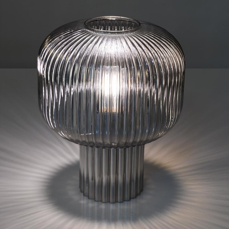 Dar Lighting Demarius Table Lamp Smoked Ribbed Glass • DEM4210