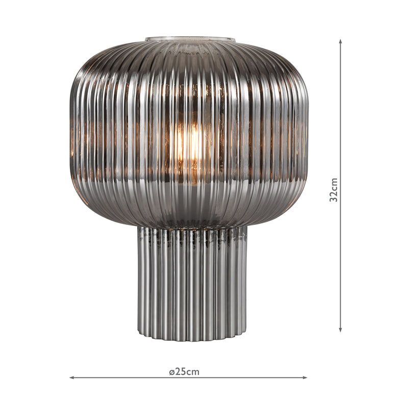 Dar Lighting Demarius Table Lamp Smoked Ribbed Glass • DEM4210