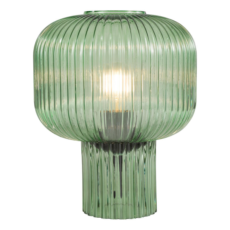 Dar Lighting Demarius Table Lamp Green Ribbed Glass • DEM4224