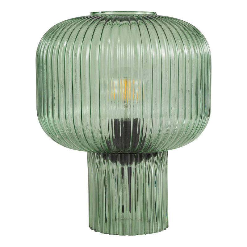 Dar Lighting Demarius Table Lamp Green Ribbed Glass • DEM4224