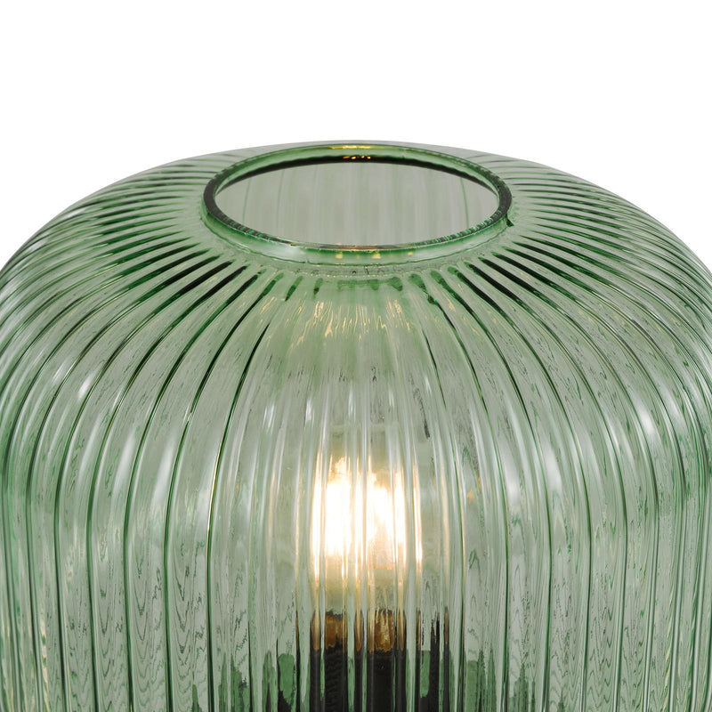 Dar Lighting Demarius Table Lamp Green Ribbed Glass • DEM4224