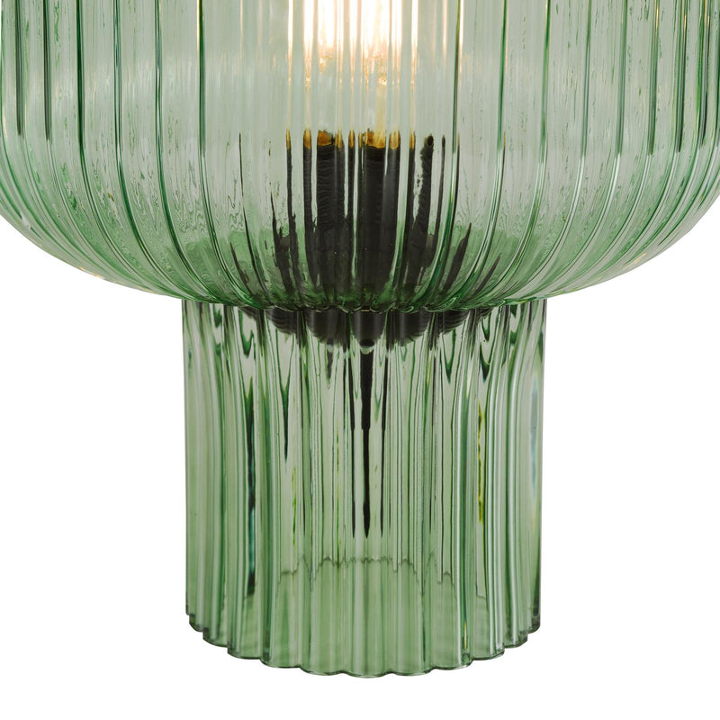 Dar Lighting Demarius Table Lamp Green Ribbed Glass • DEM4224