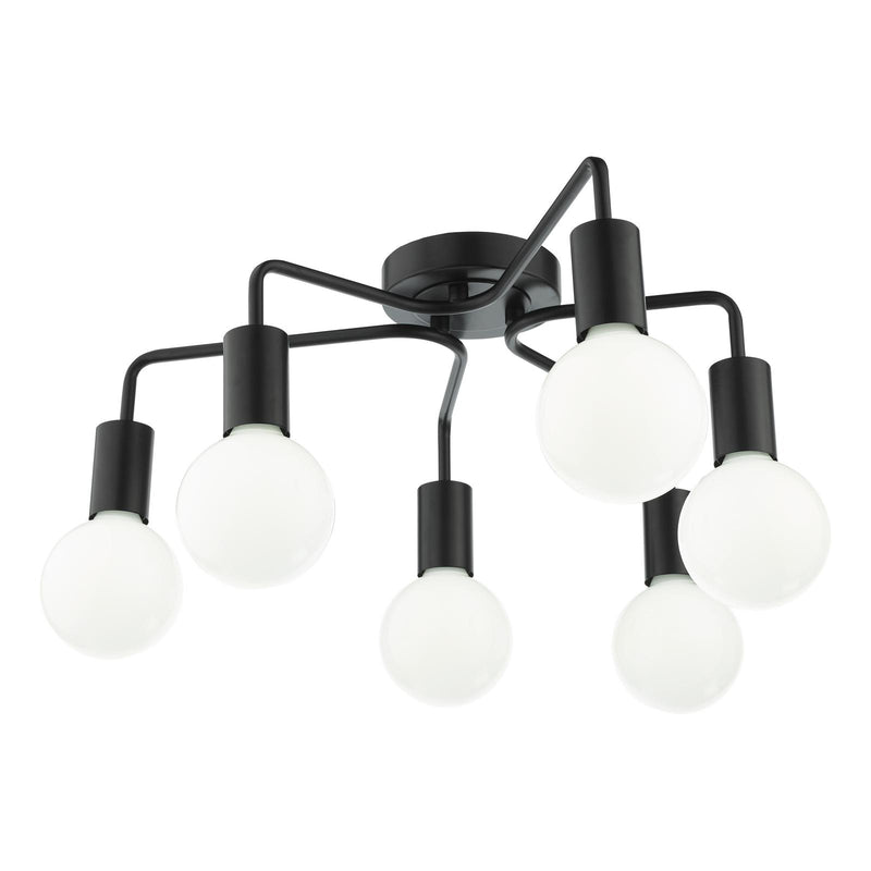 Dar Lighting Dena 6 Light Semi-Flush Matt Black • DEN0622