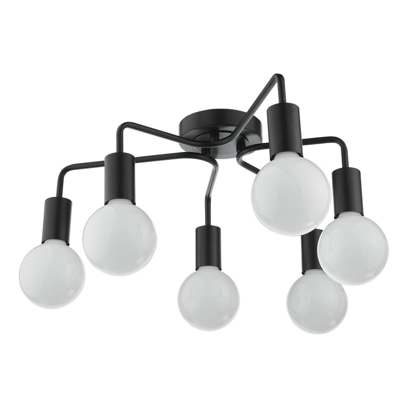 Dar Lighting Dena 6 Light Semi-Flush Matt Black • DEN0622