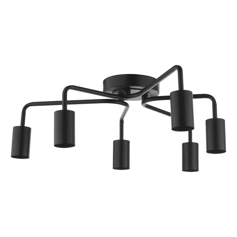 Dar Lighting Dena 6 Light Semi-Flush Matt Black • DEN0622
