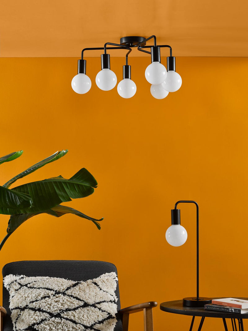 Dar Lighting Dena 6 Light Semi-Flush Matt Black • DEN0622