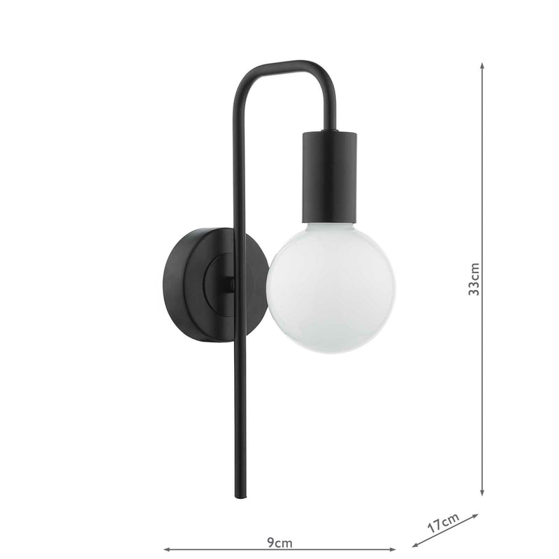 Dar Lighting Dena Wall Light Matt Black • DEN0722