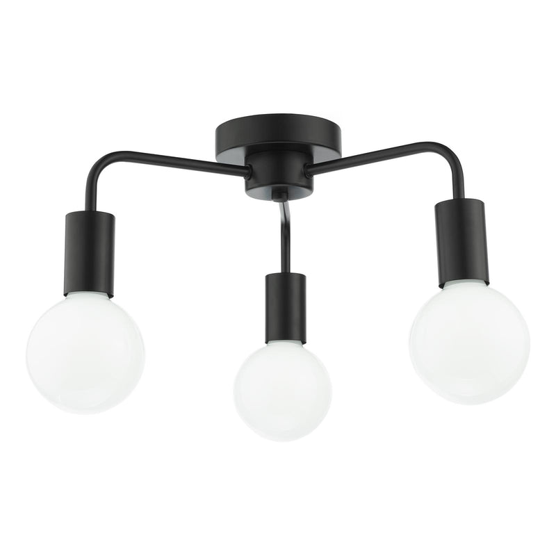 Dar Lighting Dena 3 Light Semi-Flush Matt Black • DEN5322