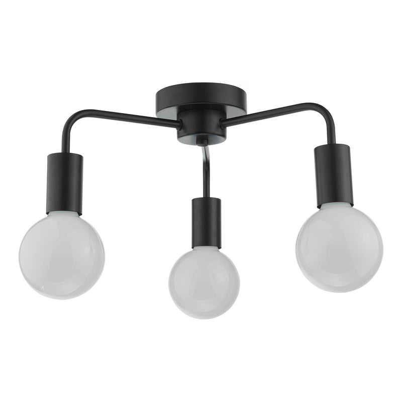 Dar Lighting Dena 3 Light Semi-Flush Matt Black • DEN5322