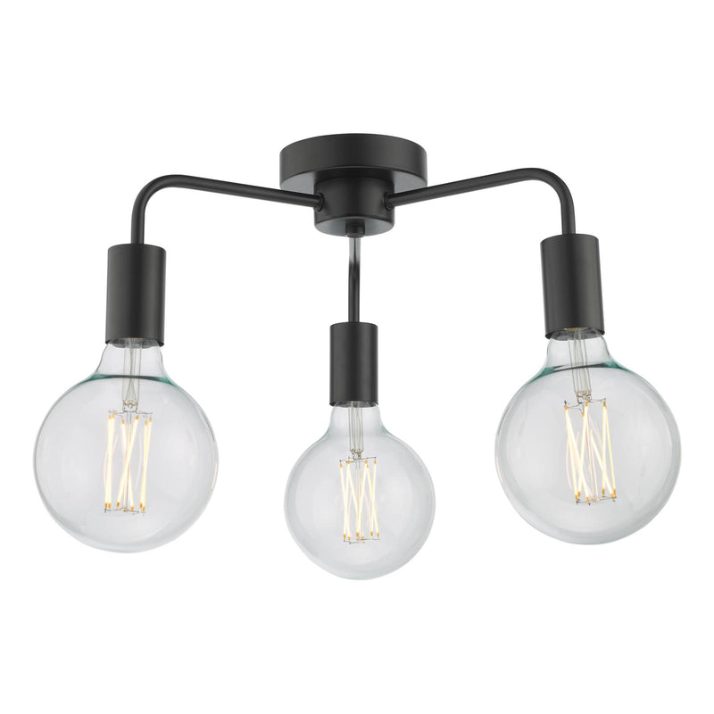 Dar Lighting Dena 3 Light Semi-Flush Matt Black • DEN5322