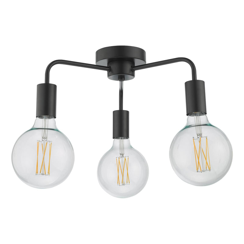 Dar Lighting Dena 3 Light Semi-Flush Matt Black • DEN5322