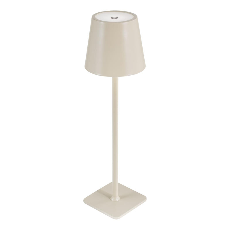Dar Lighting Derrick Rechargeable Outdoor Table Lamp Satin Taupe LED IP54 • DER4239