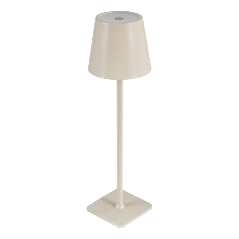 Dar Lighting Derrick Rechargeable Outdoor Table Lamp Satin Taupe LED IP54 • DER4239