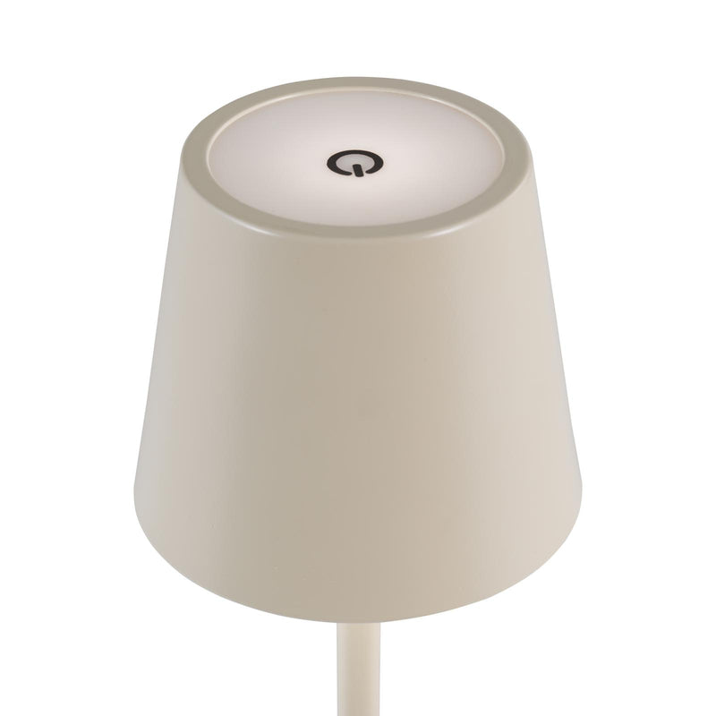 Dar Lighting Derrick Rechargeable Outdoor Table Lamp Satin Taupe LED IP54 • DER4239