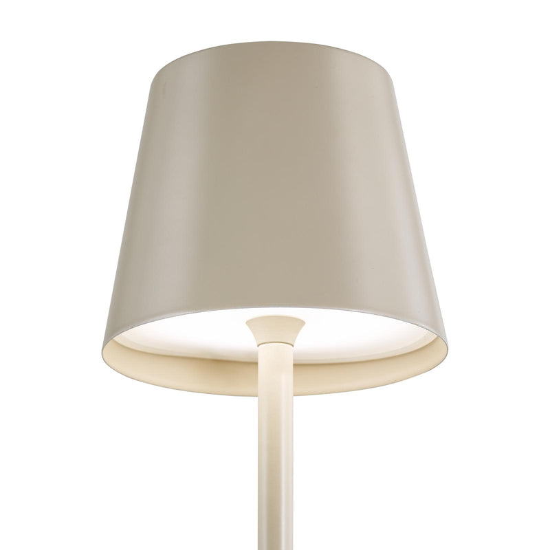 Dar Lighting Derrick Rechargeable Outdoor Table Lamp Satin Taupe LED IP54 • DER4239