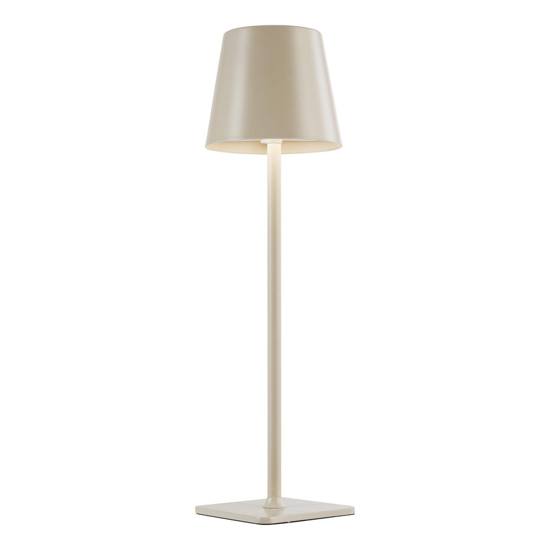 Dar Lighting Derrick Rechargeable Outdoor Table Lamp Satin Taupe LED IP54 • DER4239