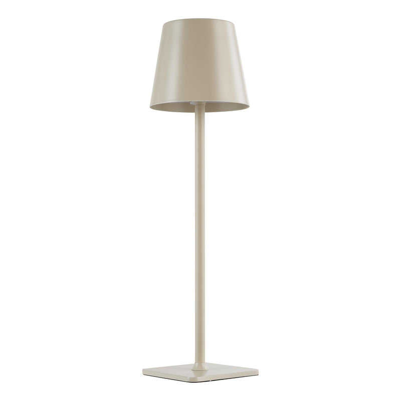 Dar Lighting Derrick Rechargeable Outdoor Table Lamp Satin Taupe LED IP54 • DER4239