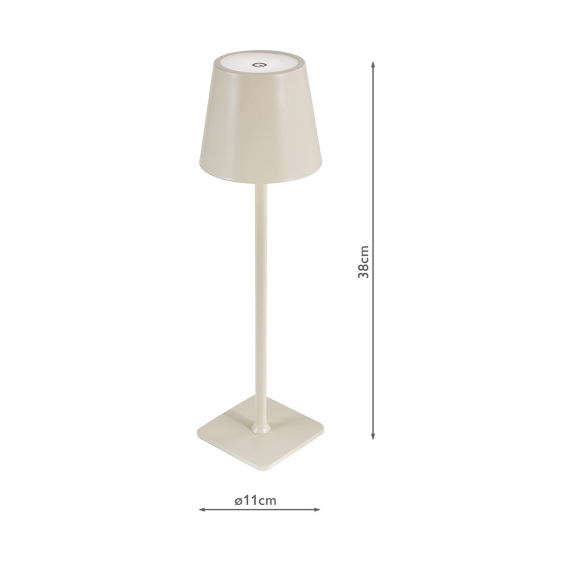 Dar Lighting Derrick Rechargeable Outdoor Table Lamp Satin Taupe LED IP54 • DER4239