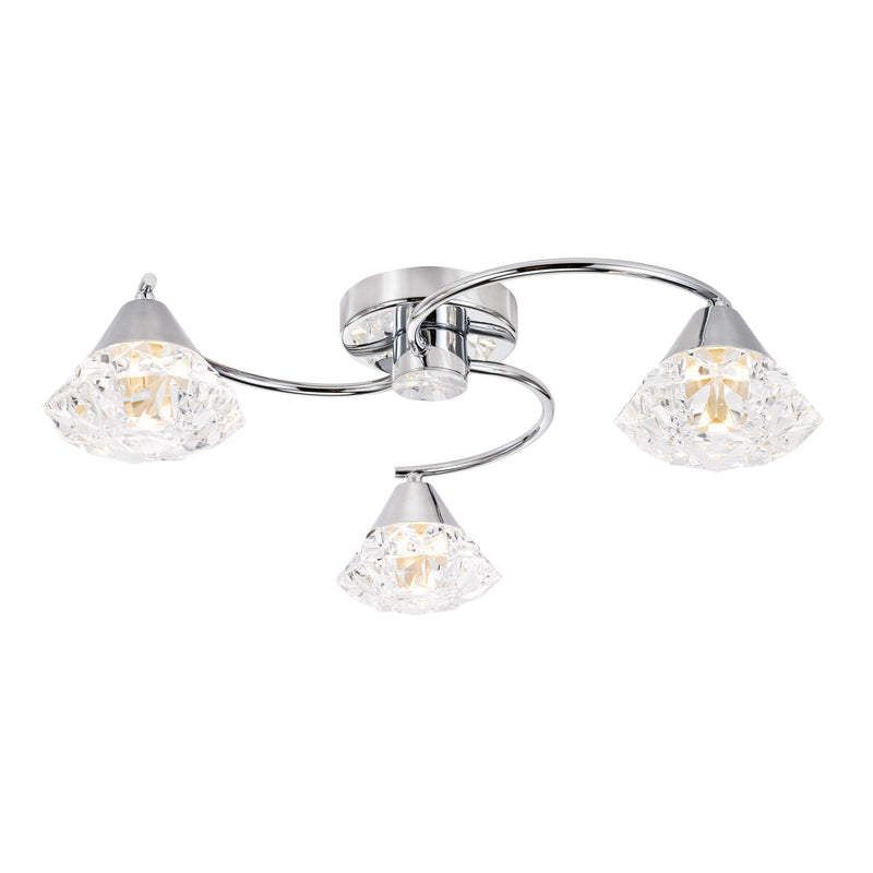 Dar Lighting Dilys 3 Light Semi-Flush Polished Chrome • DIL5350