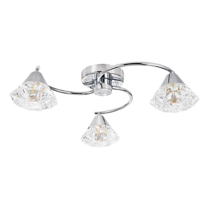 Dar Lighting Dilys 3 Light Semi-Flush Polished Chrome • DIL5350