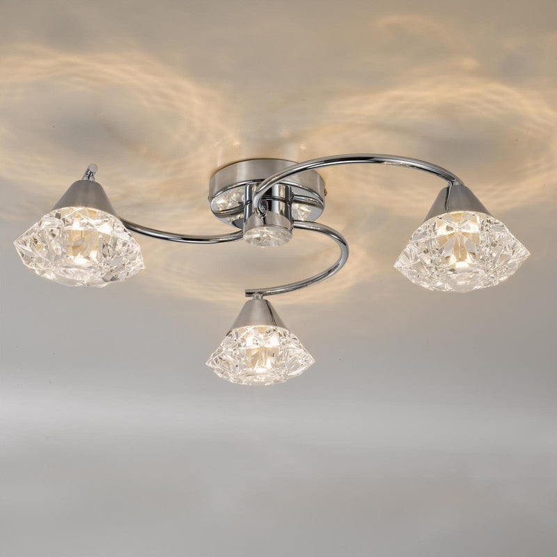Dar Lighting Dilys 3 Light Semi-Flush Polished Chrome • DIL5350