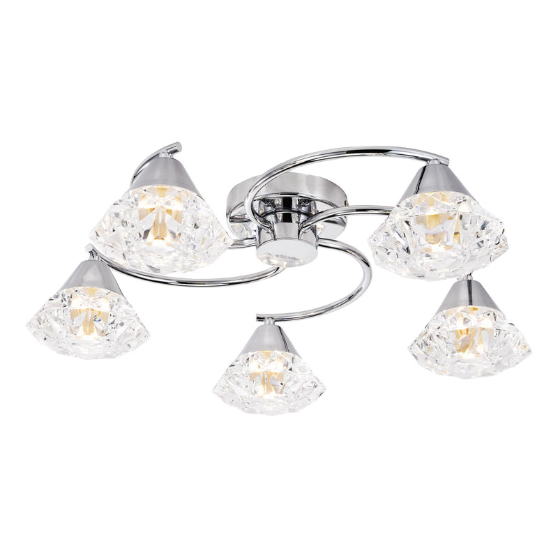 Dar Lighting Dilys 5 Light Semi-Flush Polished Chrome • DIL5450