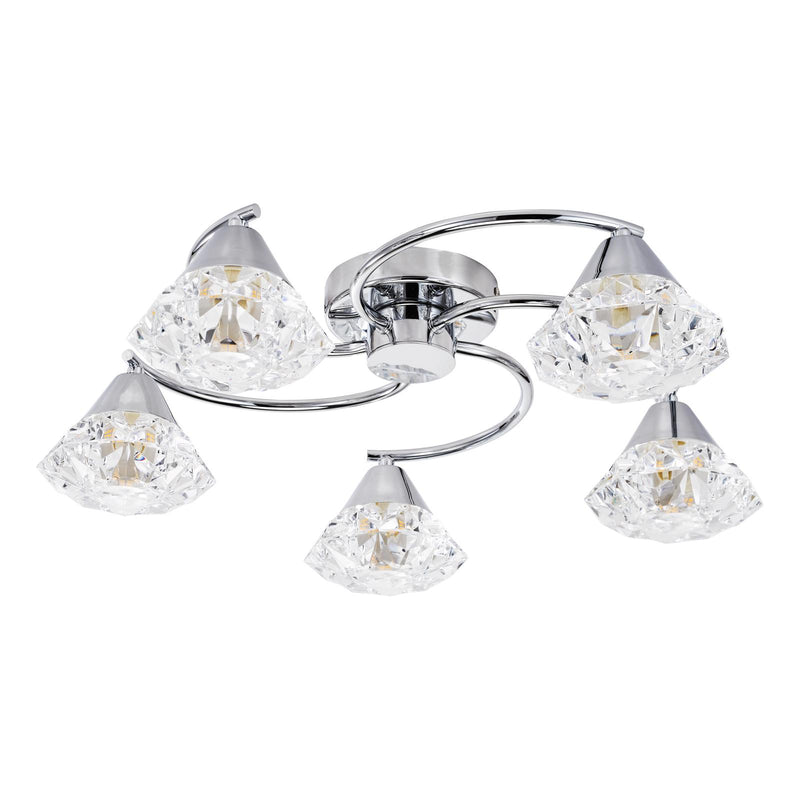 Dar Lighting Dilys 5 Light Semi-Flush Polished Chrome • DIL5450