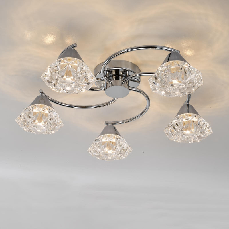 Dar Lighting Dilys 5 Light Semi-Flush Polished Chrome • DIL5450