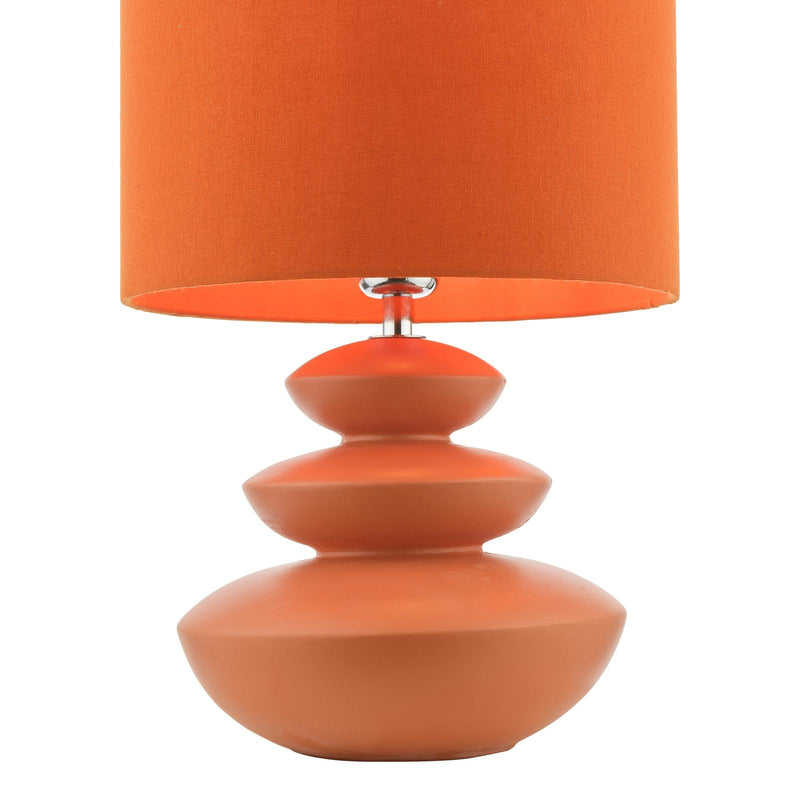 Dar Lighting Discus Ceramic Table Lamp Orange With Shade • DIS4211