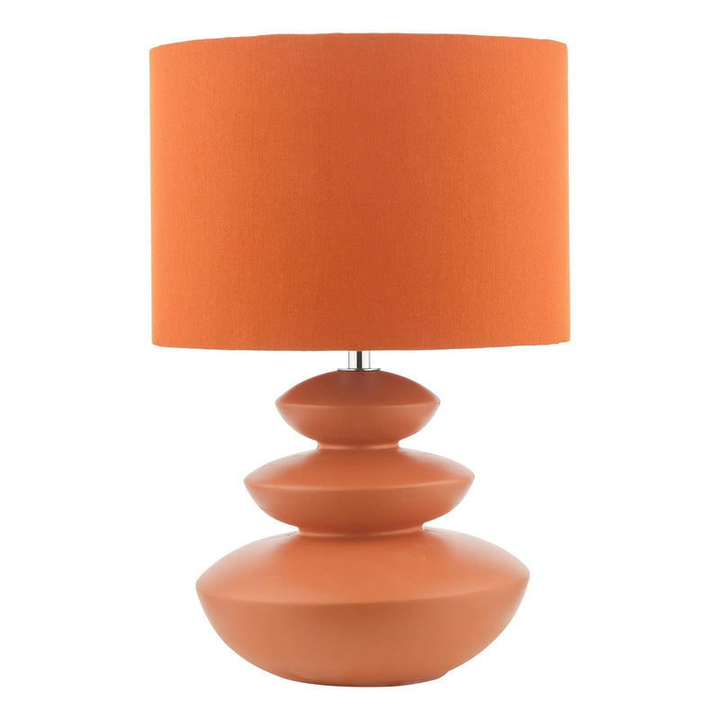 Dar Lighting Discus Ceramic Table Lamp Orange With Shade • DIS4211