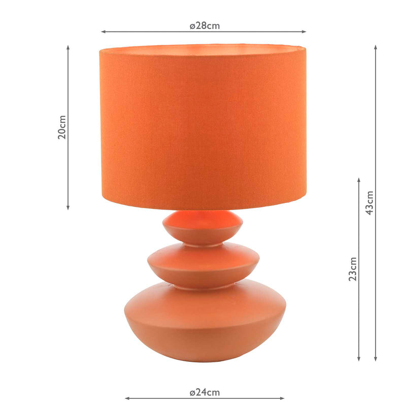 Dar Lighting Discus Ceramic Table Lamp Orange With Shade • DIS4211
