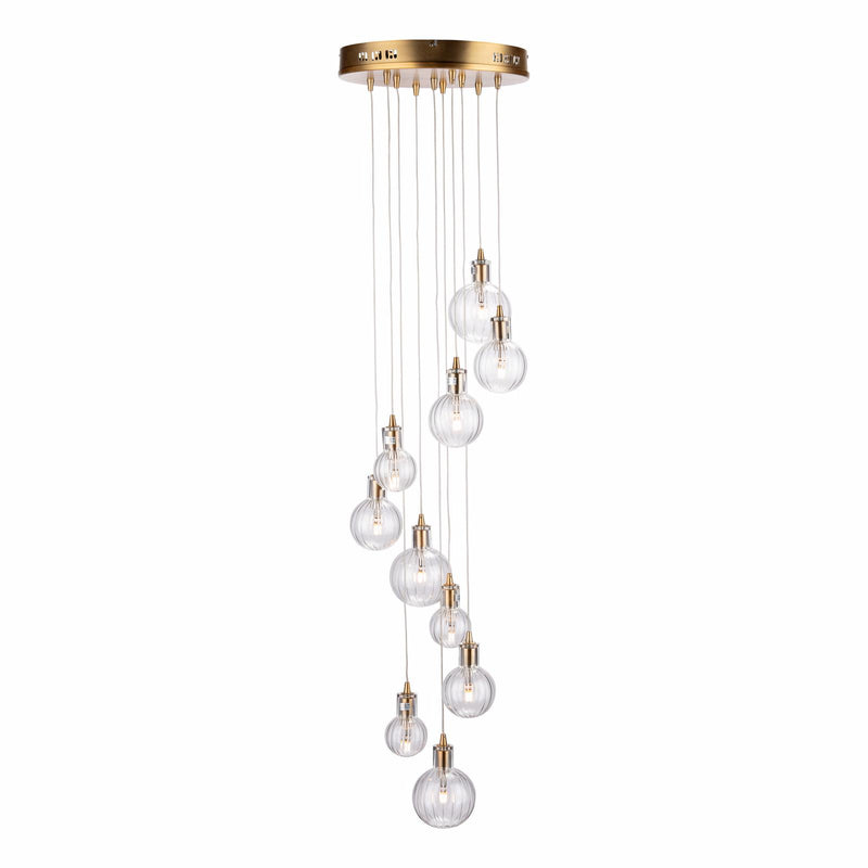 Dar Lighting Dita 10 Light Cluster Pendant Brass & Glass • DIT2342